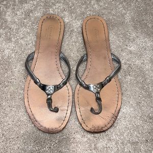 Coach silver flip flops